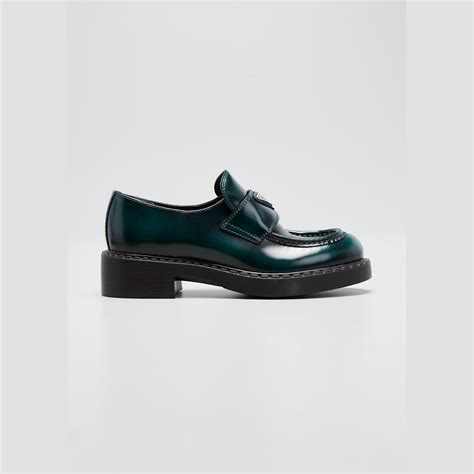 prada spazzolato fume leather dress shoes|Prada Triangle Logo Loafer (Women) .